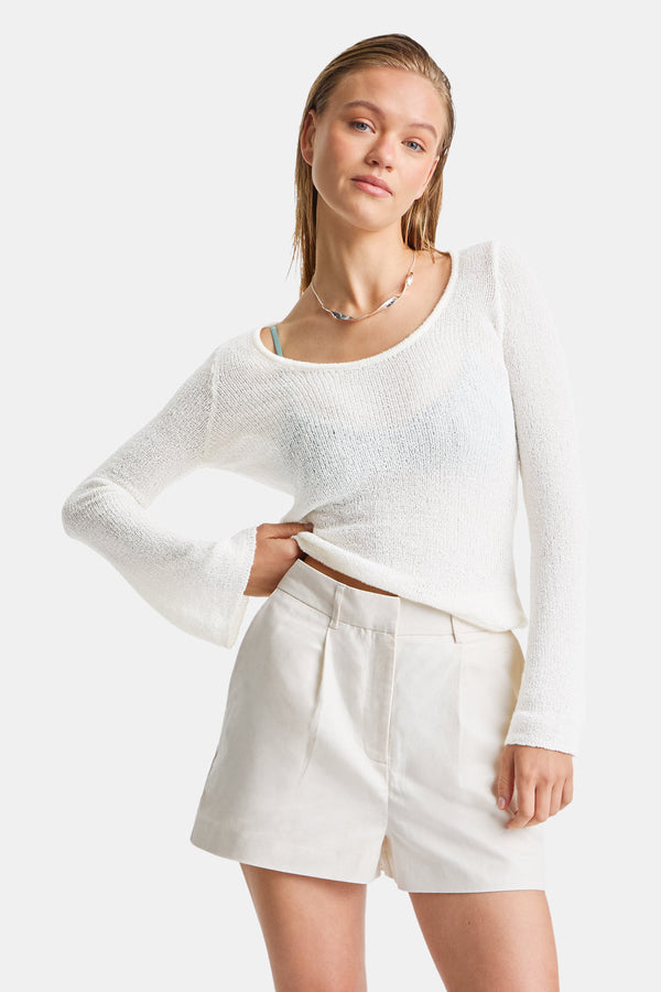 Multiway Long Sleeve Resort Knit Top - Coconut Milk - Image 4