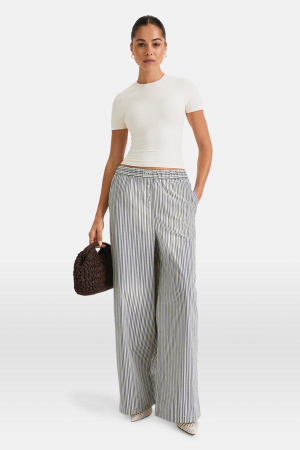 Poplin Trouser - Blue Stripe