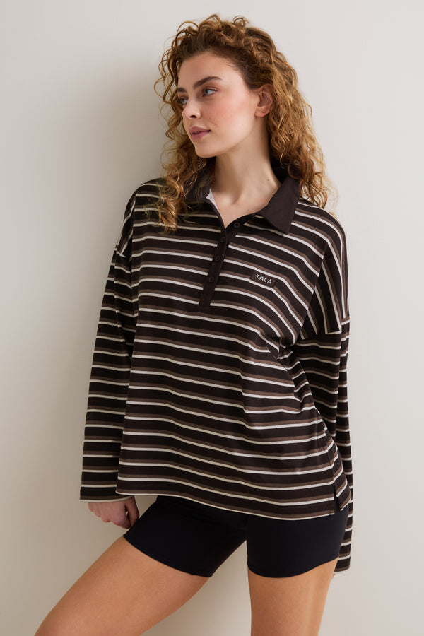 Rugby Polo Shirt - Brown Stripe
