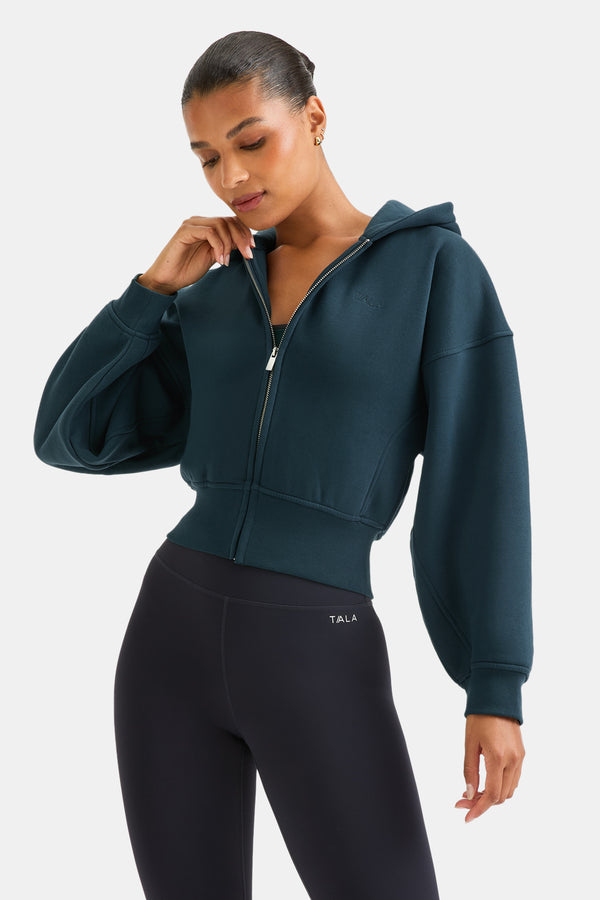 Cocoon Zip Through Hoodie - Teal