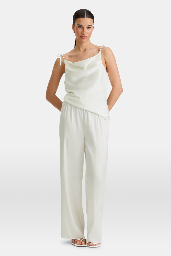 Silky Wide Leg Trouser - Diamond White